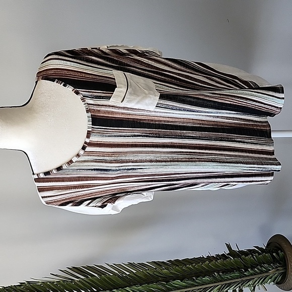 Cato multicolored striped blouse with high low hem and wide scoop neck - Picture 1 of 15